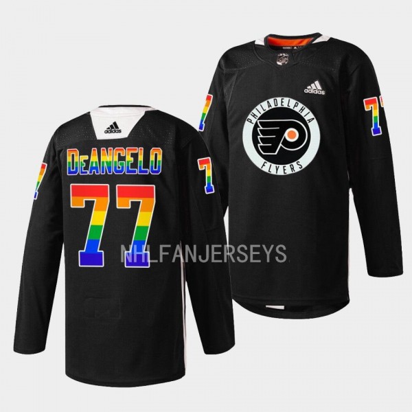 Philadelphia Flyers 2023 Pride Tony DeAngelo #77 B...
