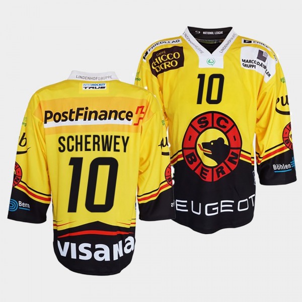 Tristan Scherwey #10 SC Bern Jersey Men's 2022 Ice...