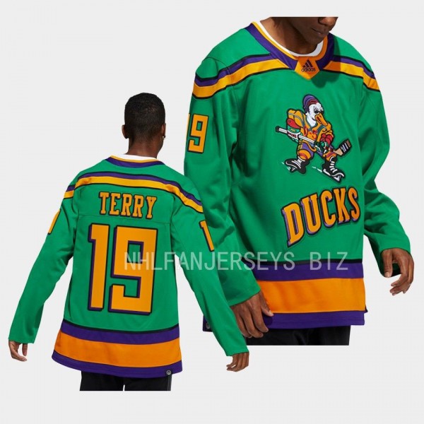 Mighty Ducks Troy Terry Anaheim Ducks Green #19 Au...