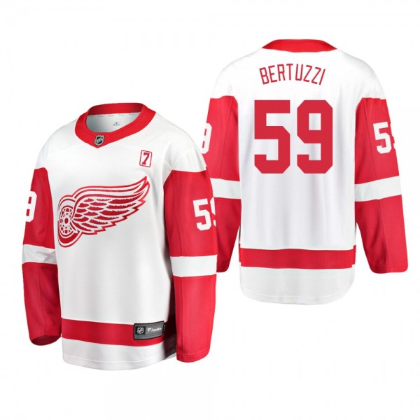 Men's Tyler Bertuzzi #59 Detroit Red Wings Away White #7 Patch Jersey