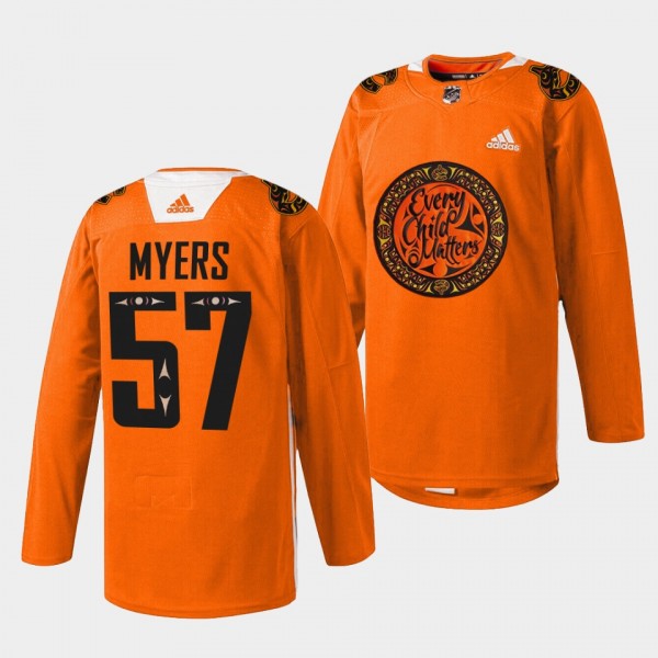 Vancouver Canucks Tyler Myers 2022 National Day for Truth and Reconciliation #57 Orange Jersey Warmup