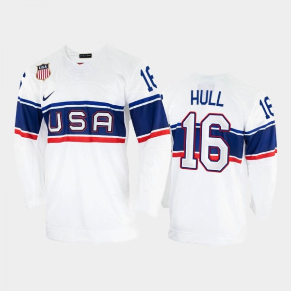 Brett Hull USA Hockey White Silver Medal Jersey 20...
