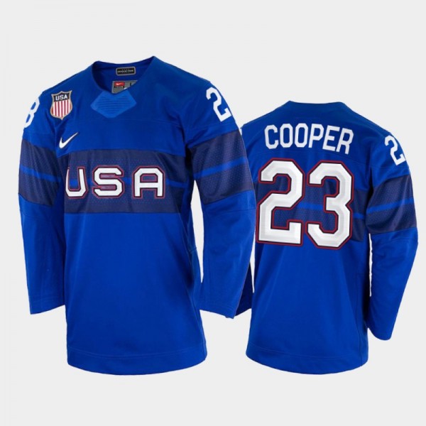 USA Hockey Brian Cooper 2022 Winter Olympics Royal #23 Jersey