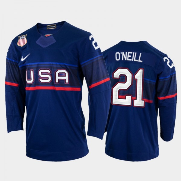 Brian O'Neill USA Hockey Blue Jersey 2022 Winter O...