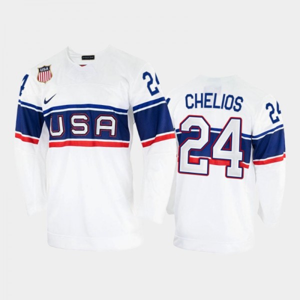 Chris Chelios USA Hockey White Silver Medal Jersey...