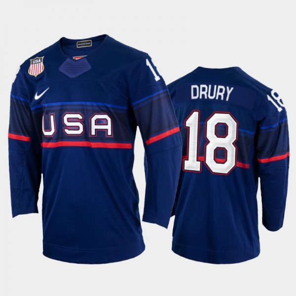 Chris Drury USA Hockey Navy Salt Lake City Jersey ...