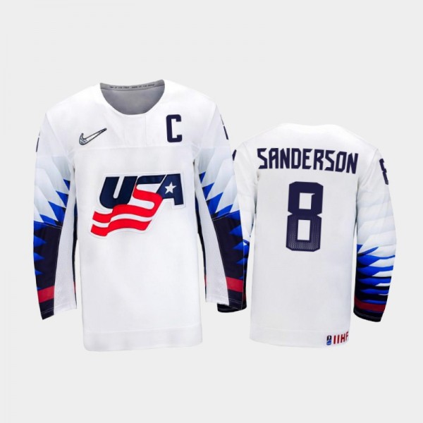 Jake Sanderson USA Hockey White Home Jersey 2022 I...