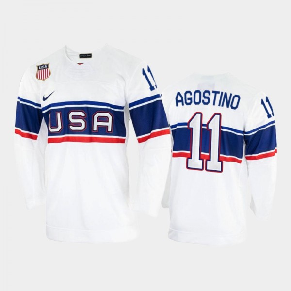 Kenny Agostino USA Hockey White Jersey 2022 Winter...