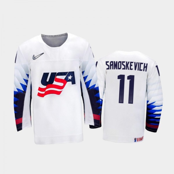 Mackie Samoskevich USA Hockey White Home Jersey 2022 IIHF World Junior Championship