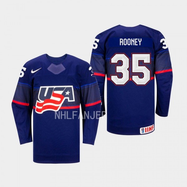 Maddie Rooney IIHF USA Hockey #35 Blue Away Jersey Unisex