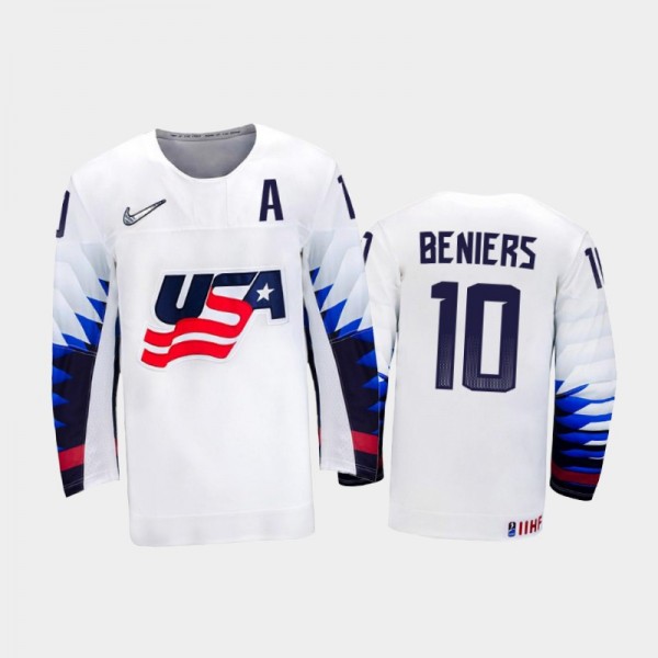 Matthew Beniers USA Hockey White Home Jersey 2022 ...