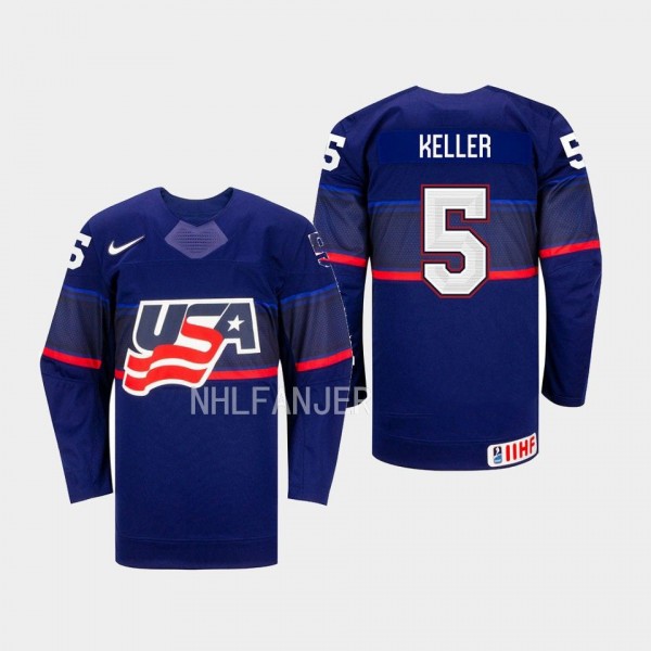 Megan Keller IIHF USA Hockey #5 Blue Away Jersey U...