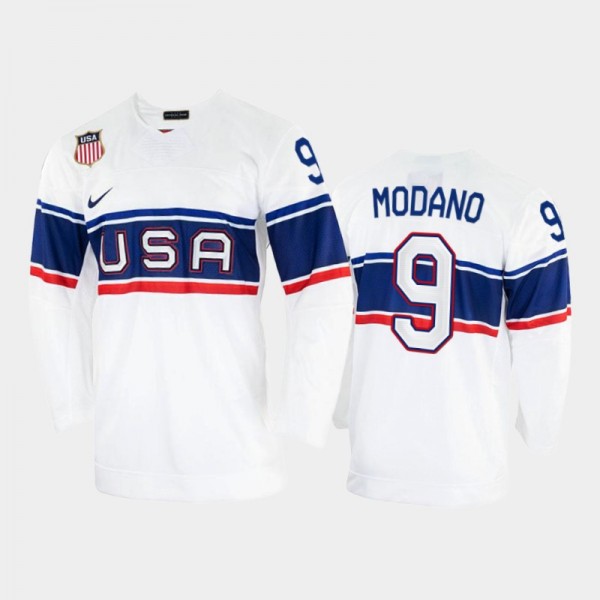Mike Modano USA Hockey White Silver Medal Jersey 2...