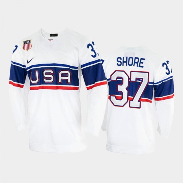 Nick Shore USA Hockey White Jersey 2022 Winter Oly...