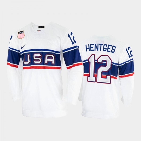 Sam Hentges USA Hockey White Jersey 2022 Winter Ol...