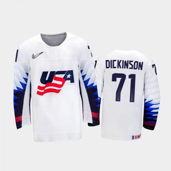 Tanner Dickinson USA Hockey White Home Jersey 2022...