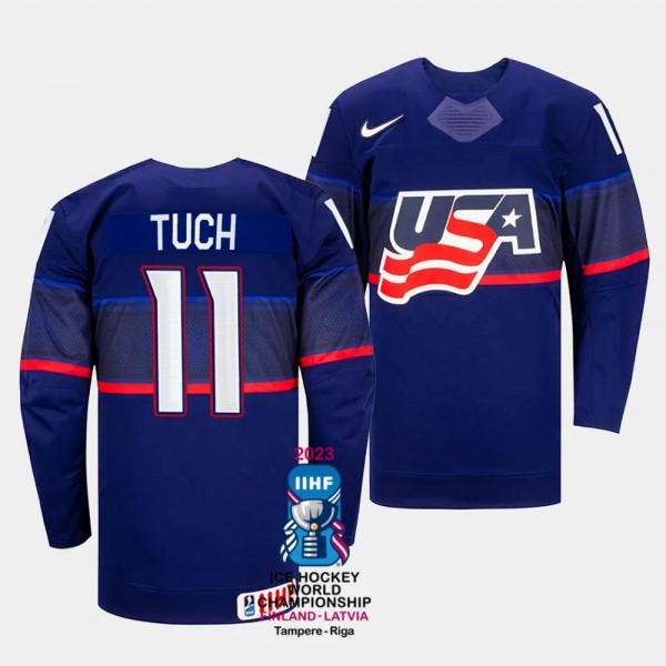 Luke Tuch 2023 IIHF World Championship USA #11 Blu...