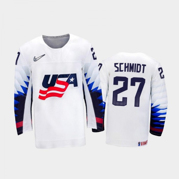 Men's USA Team 2021 IIHF U18 World Championship Roman Schmidt #27 Home White Jersey