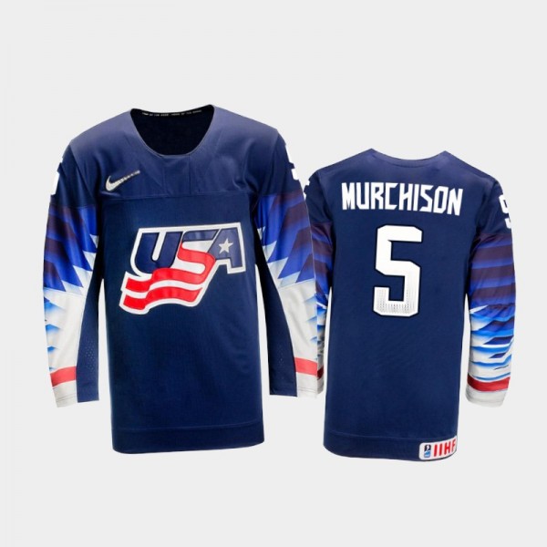 Men's USA Team 2021 IIHF U18 World Championship Ty Murchison #5 Away Navy Jersey