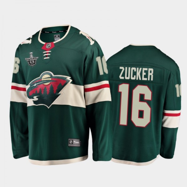 Minnesota Wild Jason Zucker #16 2020 Stanley Cup Playoffs Green Home Jersey