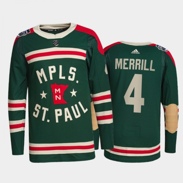 Minnesota Wild Jon Merrill #4 2022 Winter Classic Green Authentic Jersey