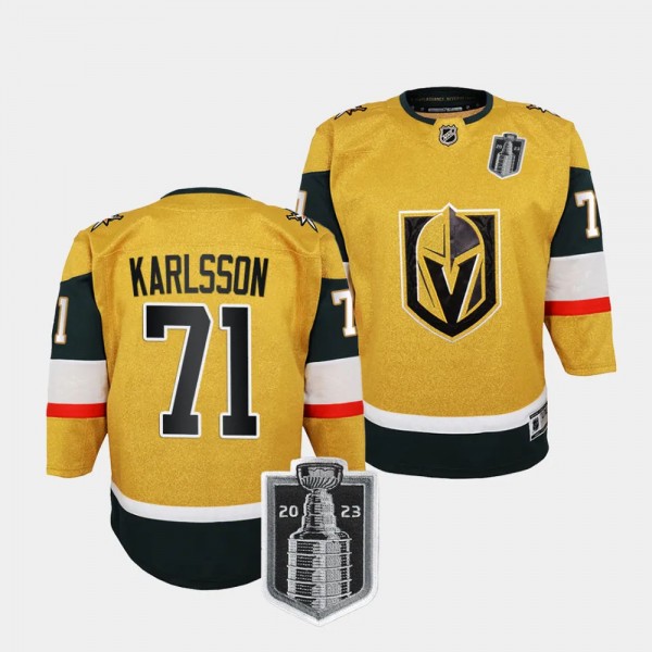 Vegas Golden Knights #71 William Karlsson 2023 Stanley Cup Final Home Premier Gold Youth Jersey