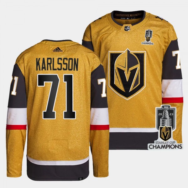 Vegas Golden Knights 2023 Stanley Cup Champions William Karlsson #71 Gold Authentic Home Jersey Men's
