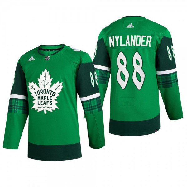 Toronto Maple Leafs William Nylander #88 St. Patrick 2022 Green Jersey Warm-Up
