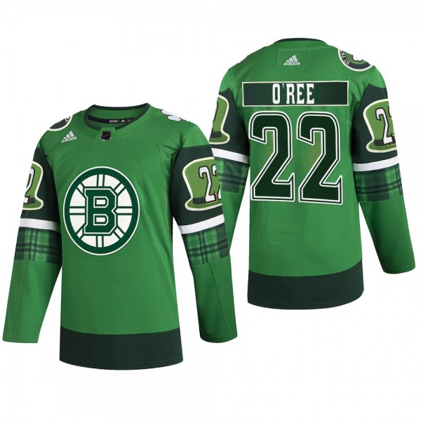 2022 Bruins St Patricks Day Willie O'Ree Jersey Green