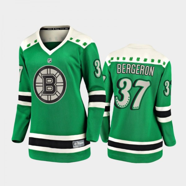 Women Boston Bruins Patrice Bergeron #37 2021 St. Patrick's Day Jersey - Green
