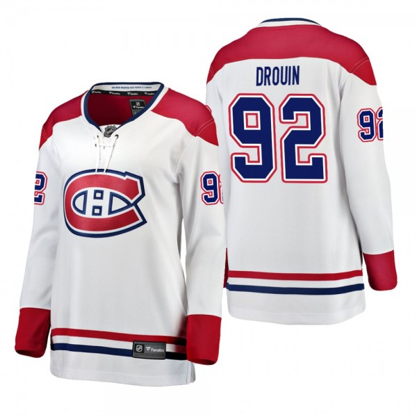 Women's Jonathan Drouin #92 Montreal Canadiens Away Breakaway Player White Bargain Jersey