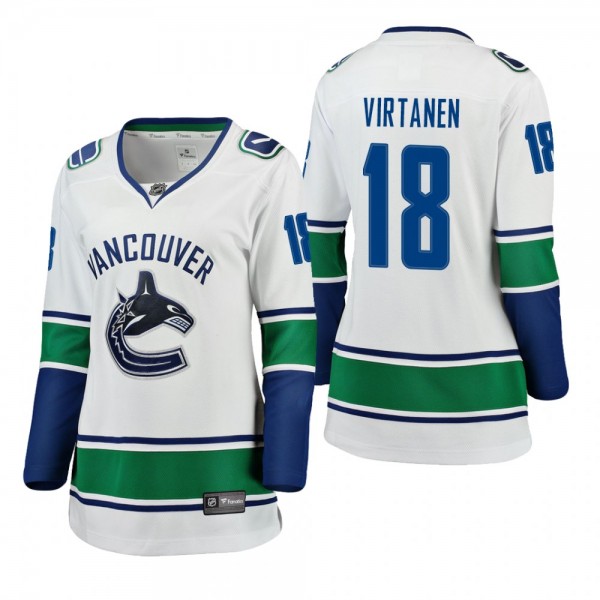 Women's Jake Virtanen #18 Vancouver Canucks Away Breakaway Player White Bargain Jersey