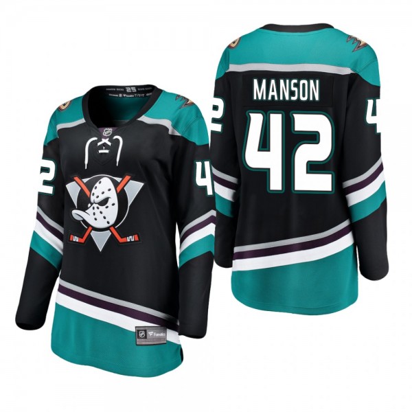 Women's Josh Manson #42 Anaheim Ducks 2019 Alternate Breakaway Player Fanatics Branded Black Bargain Jersey