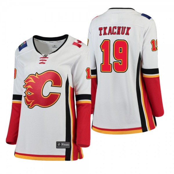 Women's Matthew Tkachuk #19 Calgary Flames Away Breakaway Player White Bargain Jersey