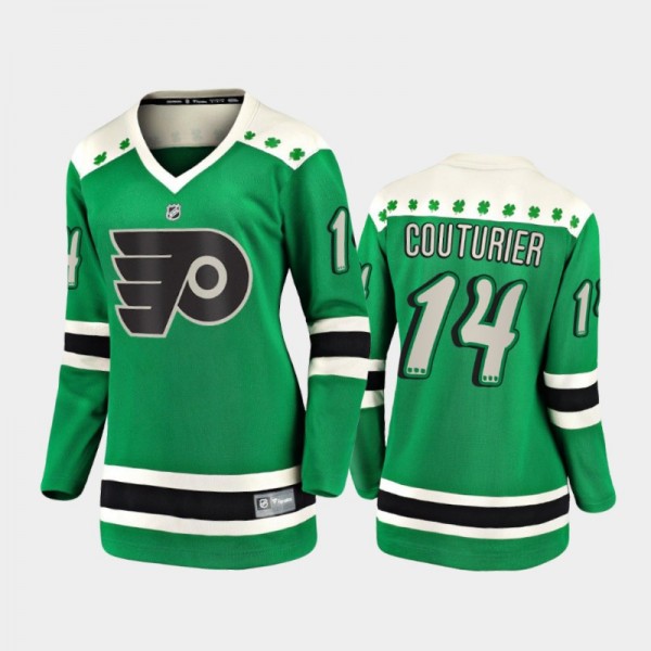 Women Philadelphia Flyers Sean Couturier #14 2021 St. Patrick's Day Jersey - Green