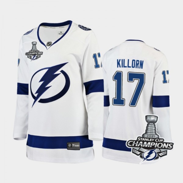Women Tampa Bay Lightning Alex Killorn #17 2021 Stanley Cup Champions Away Jersey - White