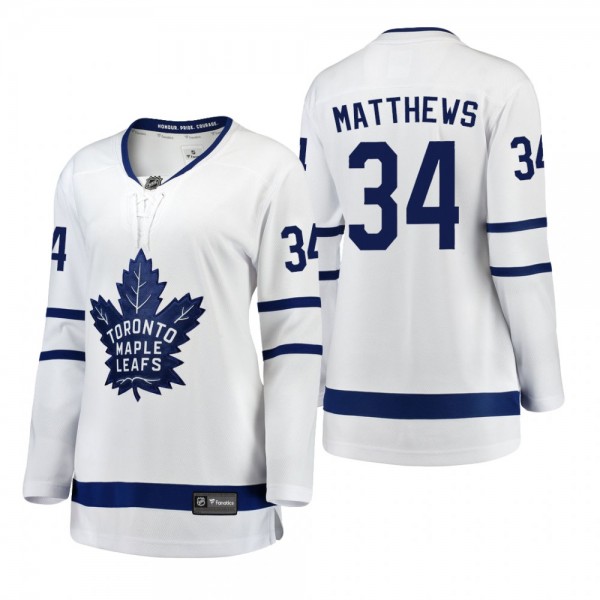 Women's Auston Matthews #34 Toronto Maple Leafs Away Breakaway Player White Bargain Jersey