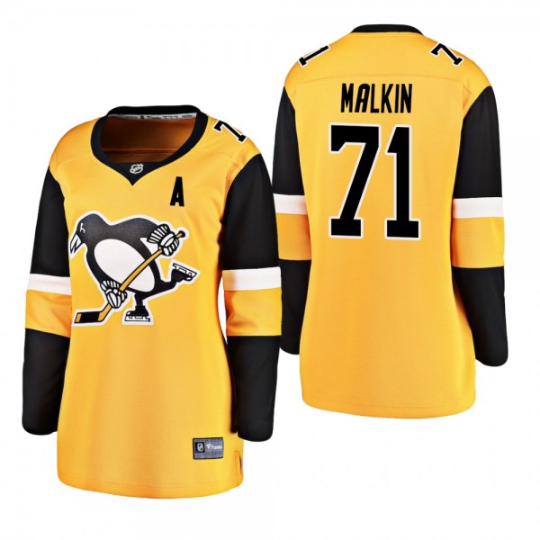 Women's Evgeni Malkin #71 Pittsburgh Penguins 2019 Alternate Breakaway Player Gold Bargain Jersey
