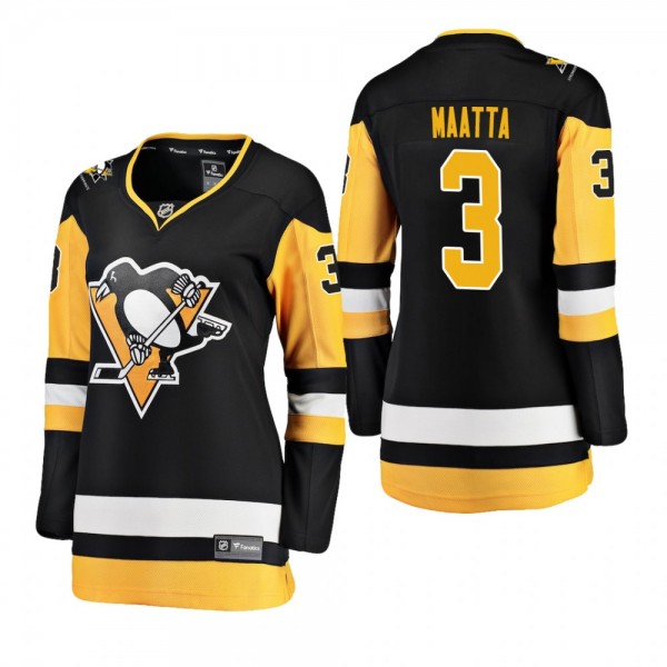 Women's Olli Maatta #3 Pittsburgh Penguins Home Breakaway Player Black Bargain Jersey