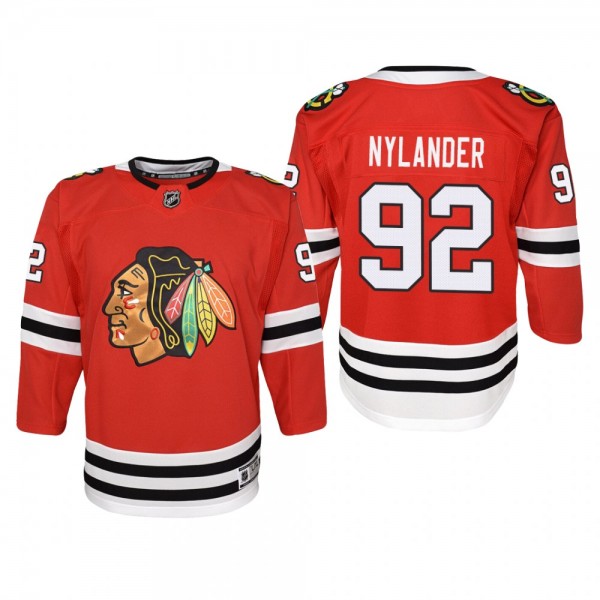 Youth Chicago Blackhawks Alexander Nylander #92 Home 2019-20 Premier Red Jersey