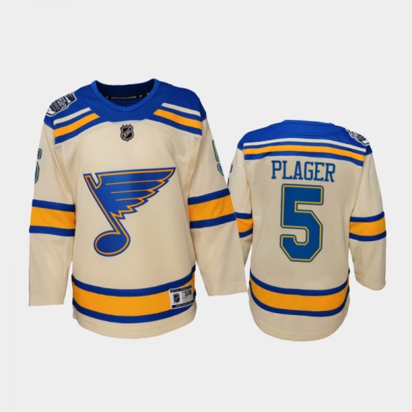 Youth St. Louis Blues Bob Plager #5 2022 Winter Classic Bluenote Cream Jersey
