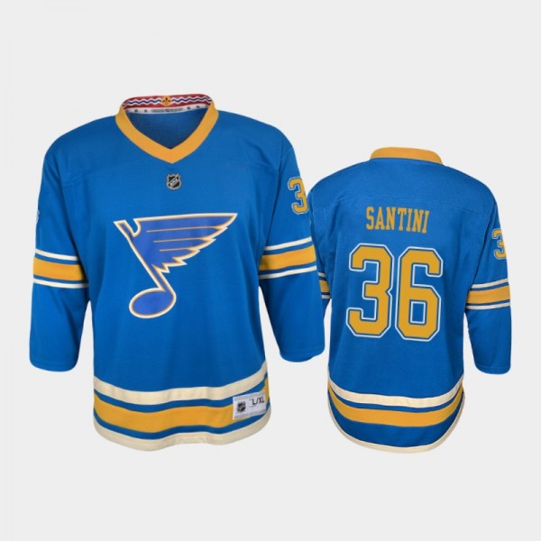 Youth St. Louis Blues Steven Santini #36 Alternate 2021 Blue Jersey