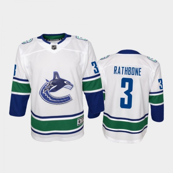 Youth Vancouver Canucks Jack Rathbone #3 Away 2021 White Jersey