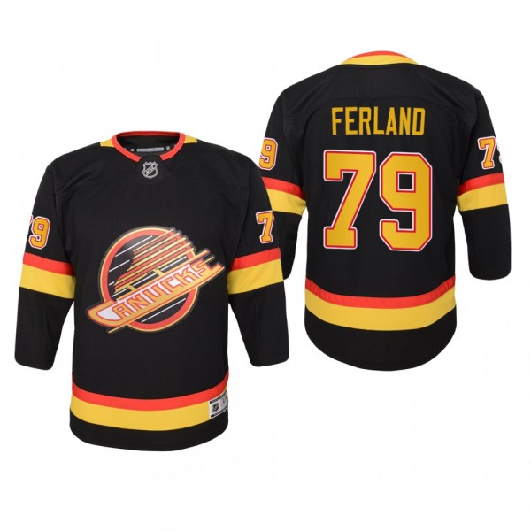 Youth Vancouver Canucks Micheal Ferland #79 Throwback Flying Skate Premier Black Jersey
