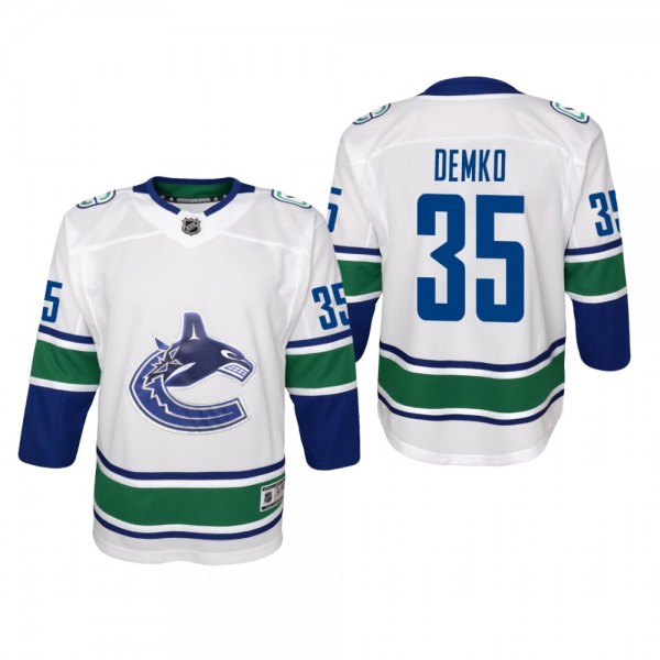 Youth Vancouver Canucks Thatcher Demko #35 Away Premier White Jersey