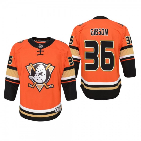 Youth Anaheim Ducks John Gibson #36 Alternate 2019-20 Premier Fanatics Orange Jersey