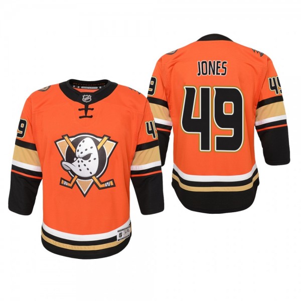 Youth Anaheim Ducks Max Jones #49 Alternate 2019-20 Premier Fanatics Orange Jersey