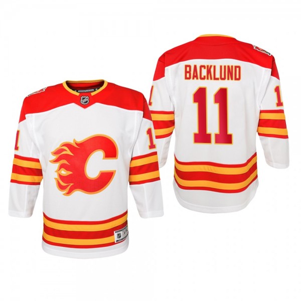 Youth Calgary Flames Mikael Backlund #11 2019 Heritage Classic Premier White Jersey
