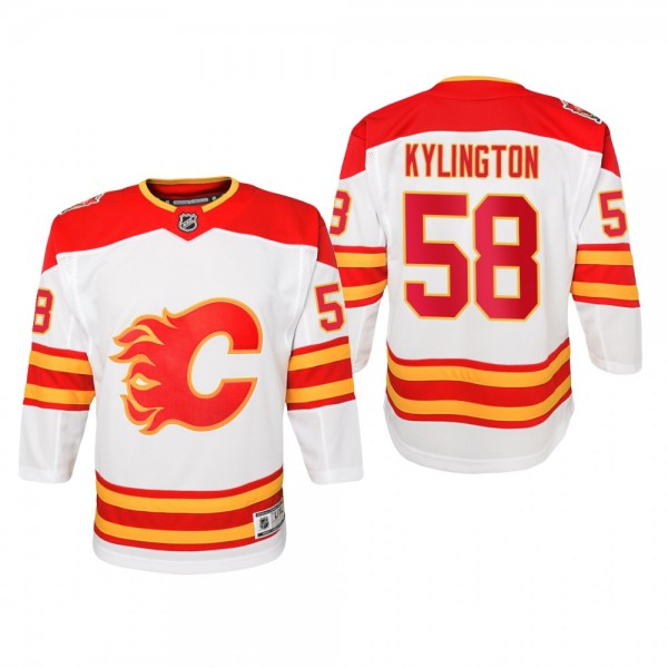 Youth Calgary Flames Oliver Kylington #58 2019 Heritage Classic Premier White Jersey