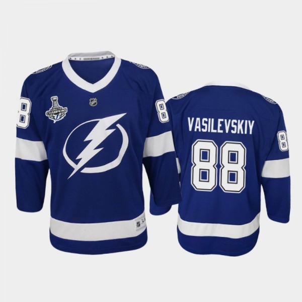 Youth Lightning Andrei Vasilevskiy #88 2020 Stanley Cup Champions Home Replica Player Blue Jersey